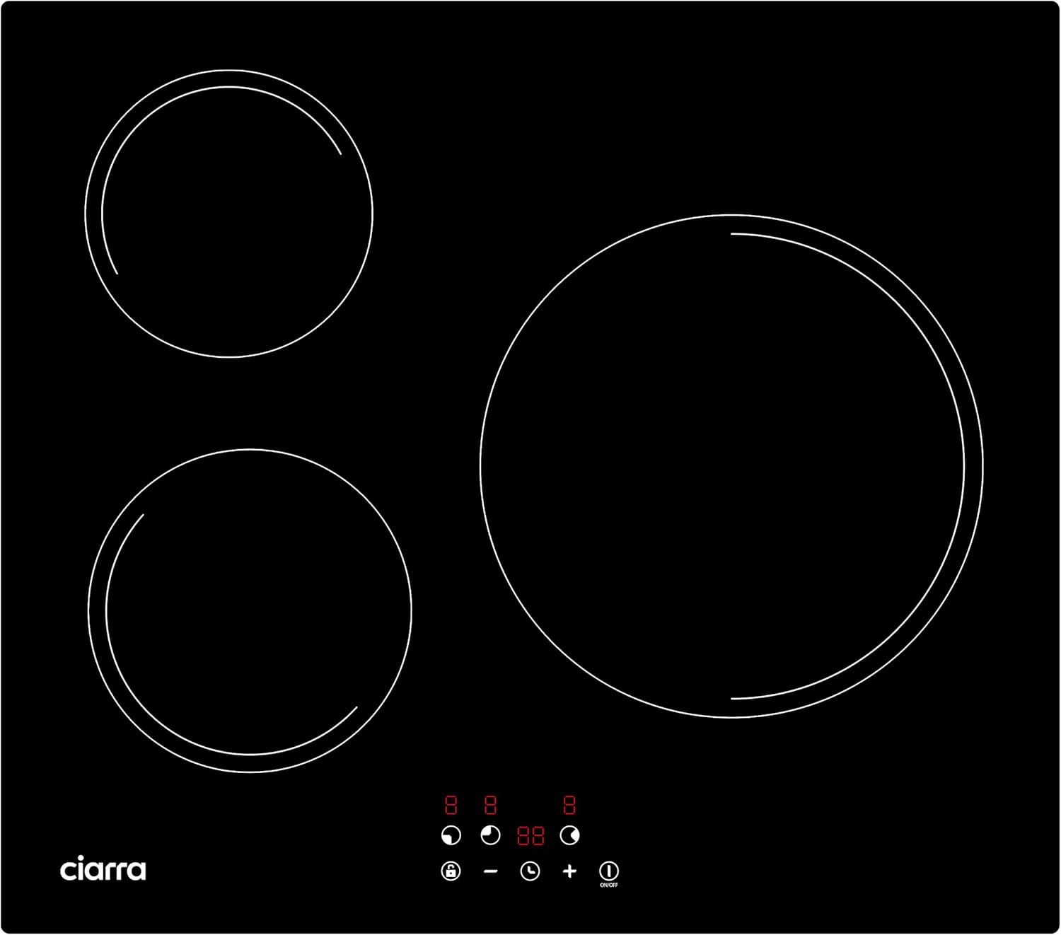 Plaque de Cuisson à Induction - 3 Foyer 5600W - Table de Cuisson Encastrable - Commande Tactile - 9 Niveaux - CABBIH3-E