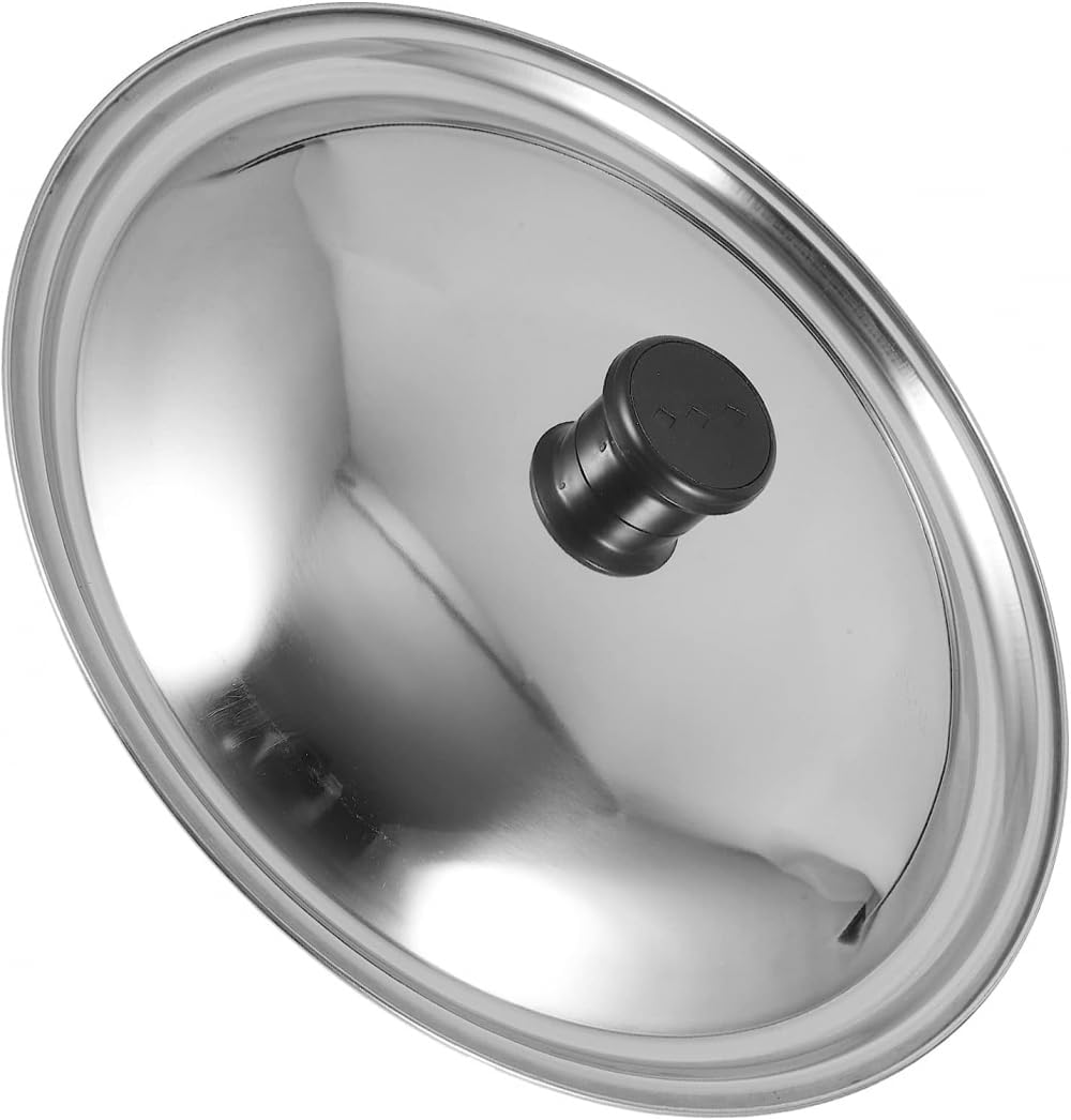 BAZAC Couvercle en acier inoxydable pour wok - Couvercle de casserole - Couvercle de poêle - Couvercle de casserole - Couvercle de poêle - Couvercle de poêle à frire - Couvercle de casserole de 22CM