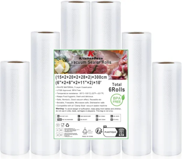 Rouleau Sous Vide Alimentaire：6 Rouleaux Sac Sous Vide Alimentaire, 15x2-20x2-28x2-x300 cm Sachet Sous Vide Alimentaire sans BPA, Film Sous Vide Alimentaire pour Machine Sous Vide