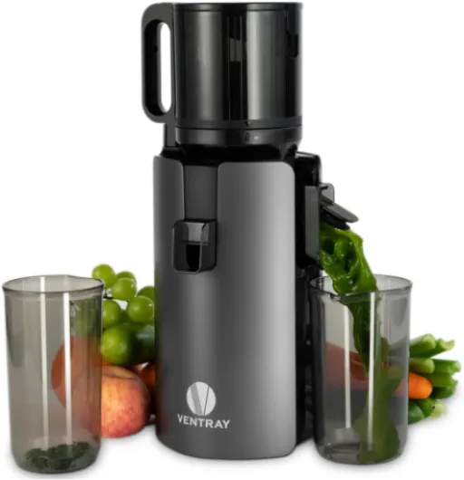 Extracteur de Jus - Presse-agrumes à Froid avec Goulotte de 120 mm - Capacité 1,2L - 250W - Double filtration - Pressage secondaire - Rendement élevé - Sans BPA - Pour Fruits & Légumes Entiers Noir