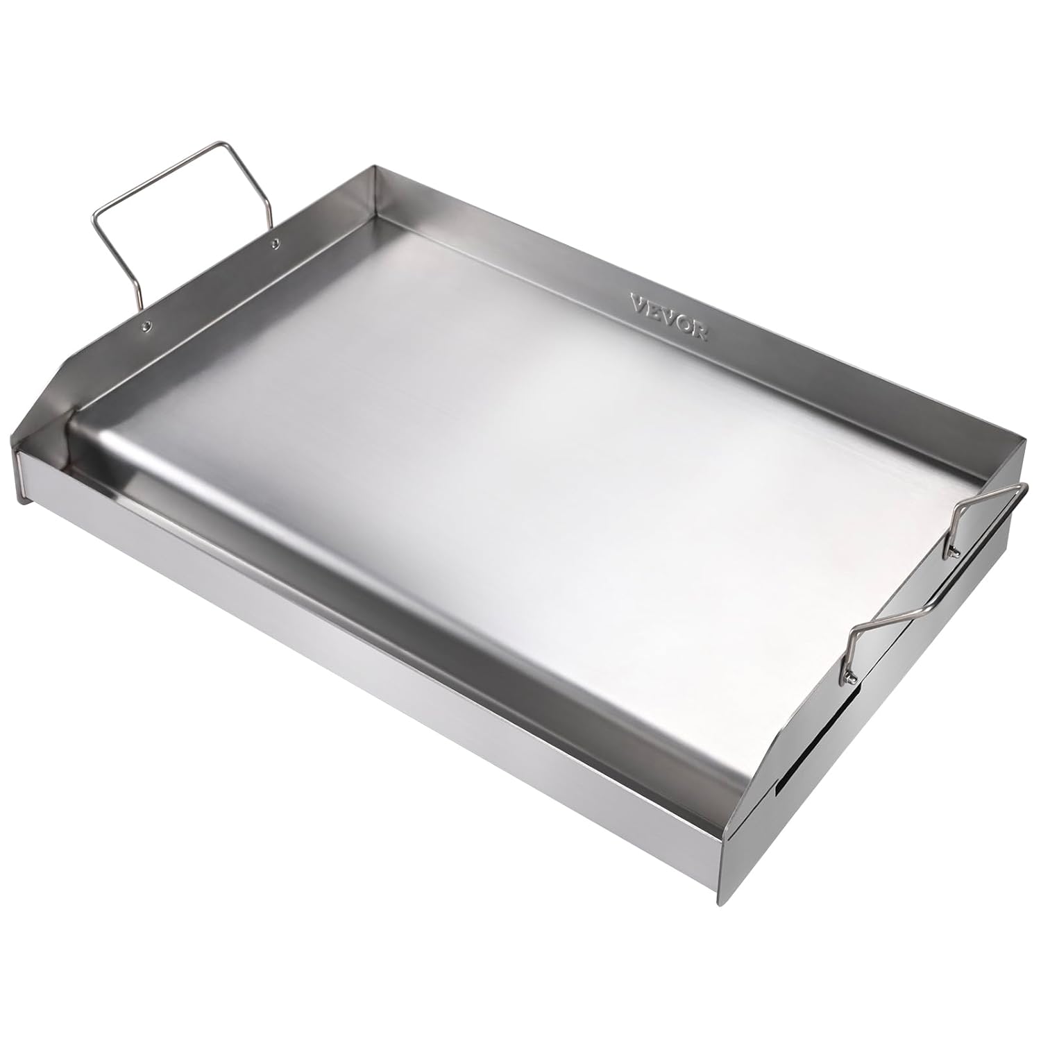 Plaque à Griller Pré-assaisonnée 587x395 mm Plancha Gril Rectangulaire en Acier Inoxydable Anti-adhésive Plaque de Cuisson Épaisseur 2 mm pour Gazinière Cuisinière à Gaz à 2 Brûleurs Barbecue