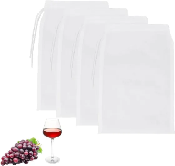Lot de 4 Sac a Lait Vegetal,20x30cm Réutilisables Alimentaire - nylon - Avec Cordon de Serrage - Cheese Cloth Pour Fromage,Jus de fruits,Café,Jus de Légumes, alimentaire