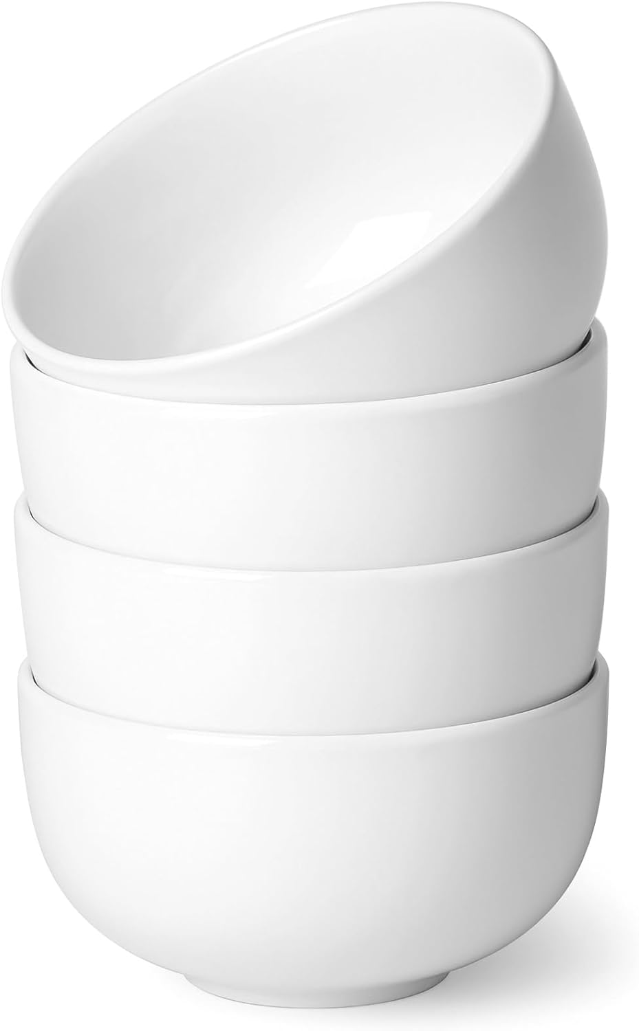 Lot de 4 Bols Petit Dejeuner en Céramique - Bol à Soupe, Bol Pour Desserts, Céréales - Blanc (350 ml) 350ML