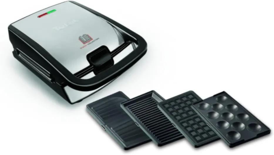 Snack Collection Appareil à Sandwich, Gaufrier, Panini, Gril, 4 Coffrets de plaques Inclus, Revêtement Antiadhésif, Plaques amovibles et compatibles lave-vaisselle, Rangement Facile, SW854D16 4 jeux de plaques inclus