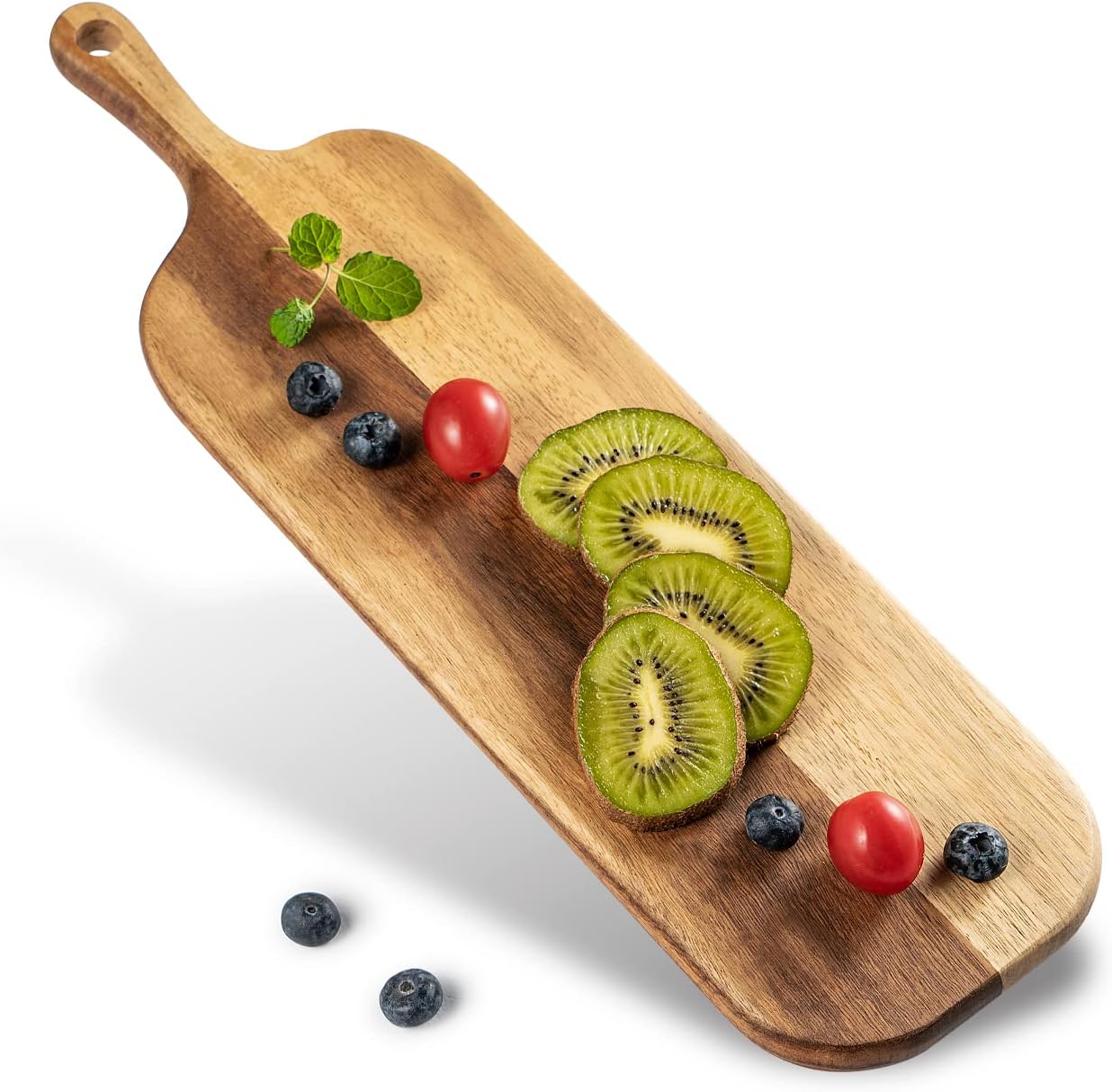 Bill.f Acacia Planche à découper en Bois avec poignée Planche à pâtisserie en Bois Planche à pagaie Planche 41x12x1,5cm