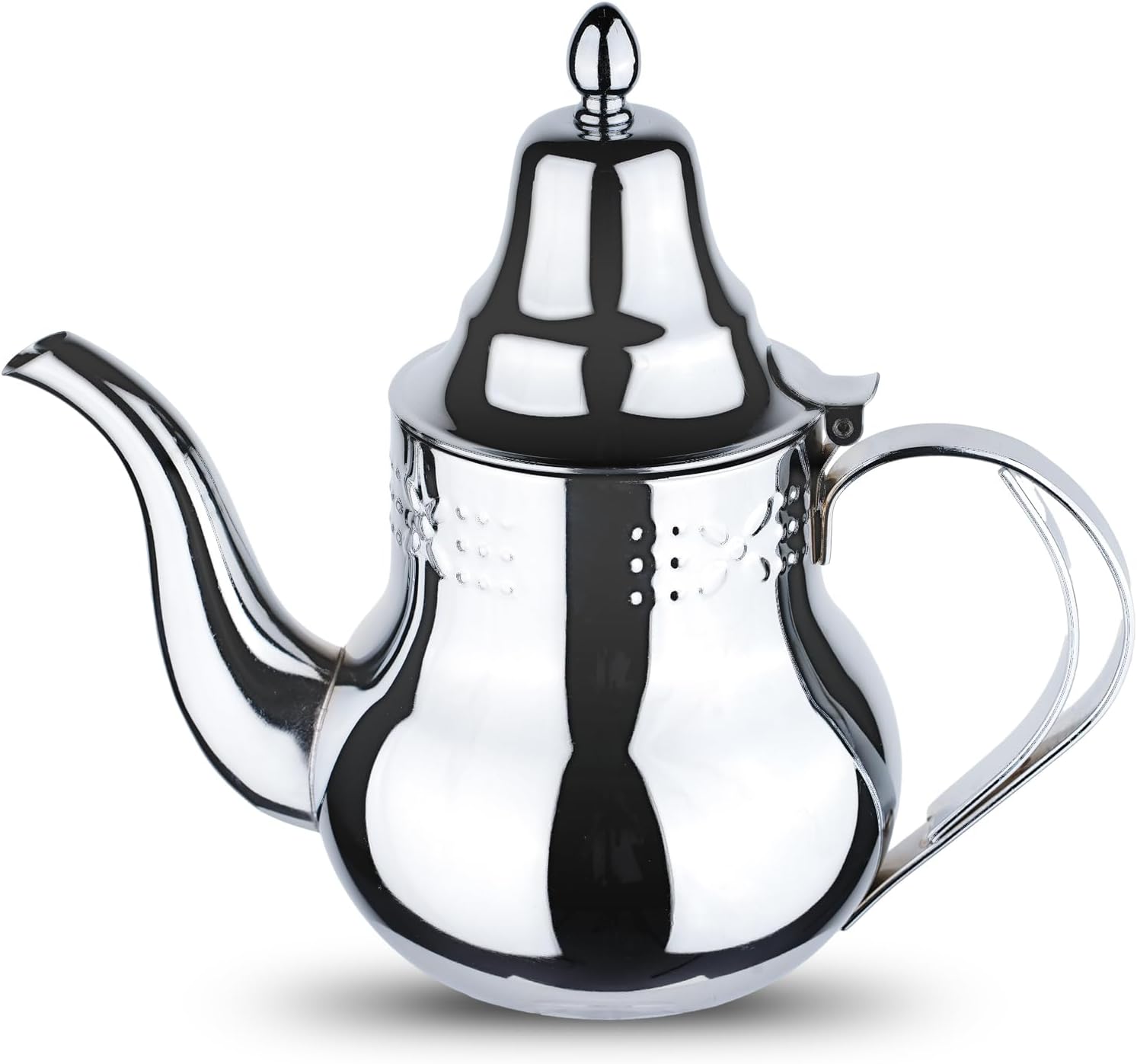 Théière Induction Bouilloire inox à col de cygne 1,2 Litres en Acier inoxydable de qualité Premium, pour préparer thé et cafés, Argent