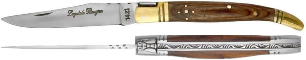 LAGUIOLE BOUGNA - Couteau Pliant de Poche - Lame 8 cm - Manche 10 cm en Bois de Palissandre