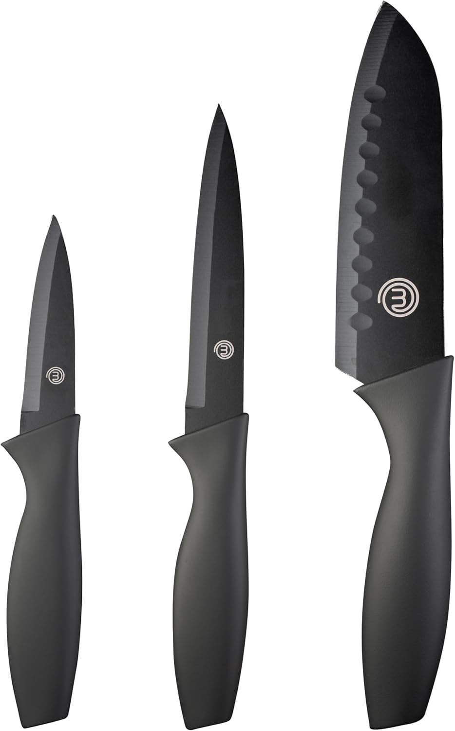 Set Couteau Cuisine, Couteaux compris Couteau d'office, Couteau Universel et Couteau de Chef, Acier Inoxydable, Revêtement Antiadhésif, Manche Ergonomique