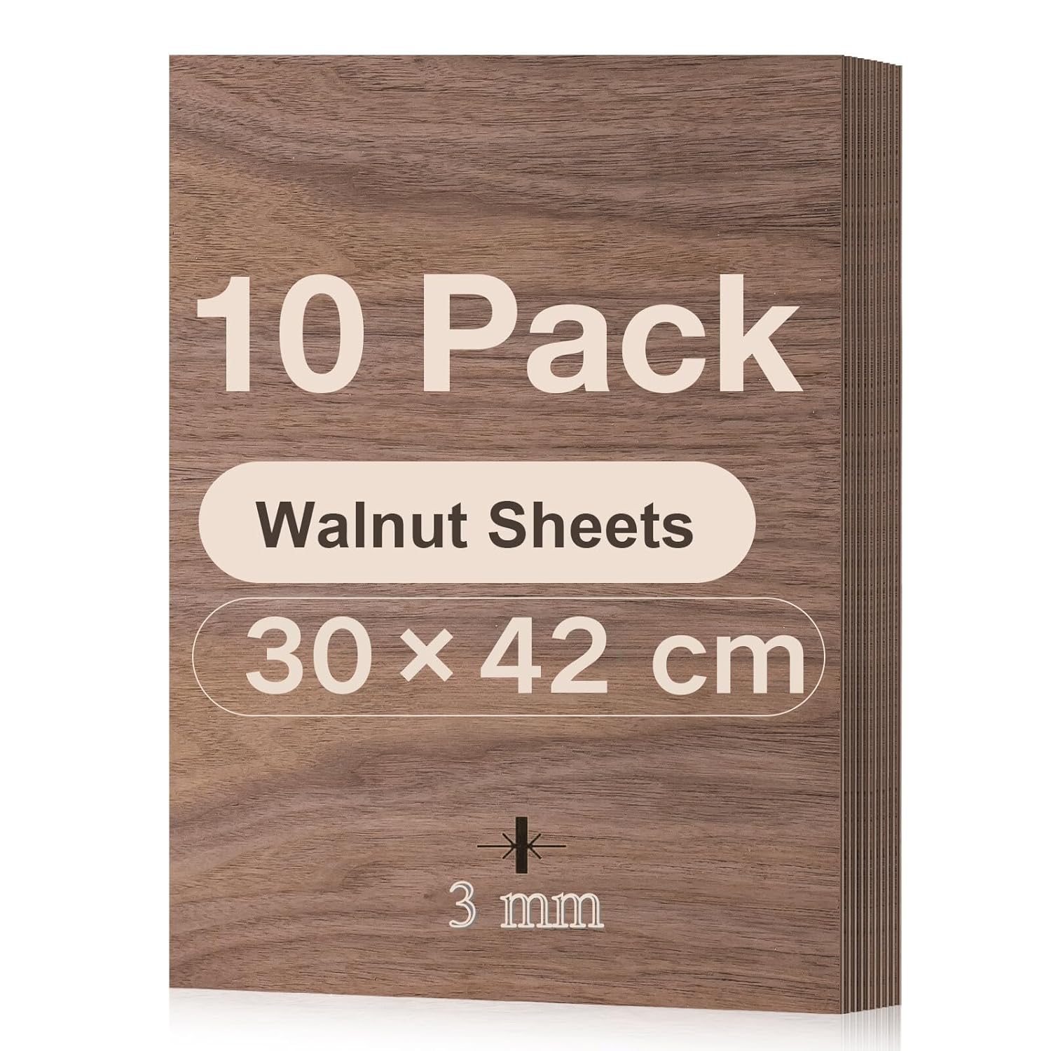 Contreplaqué Noyer 3mm A3 Lot de 10, 300 x420mm Planche Bois Brut Bouleau Panneau Feuille Découpe Pyrogravure Gavure Laser Bois Rectangulaire Noyer 300 x 420 x 3 MM-10PC