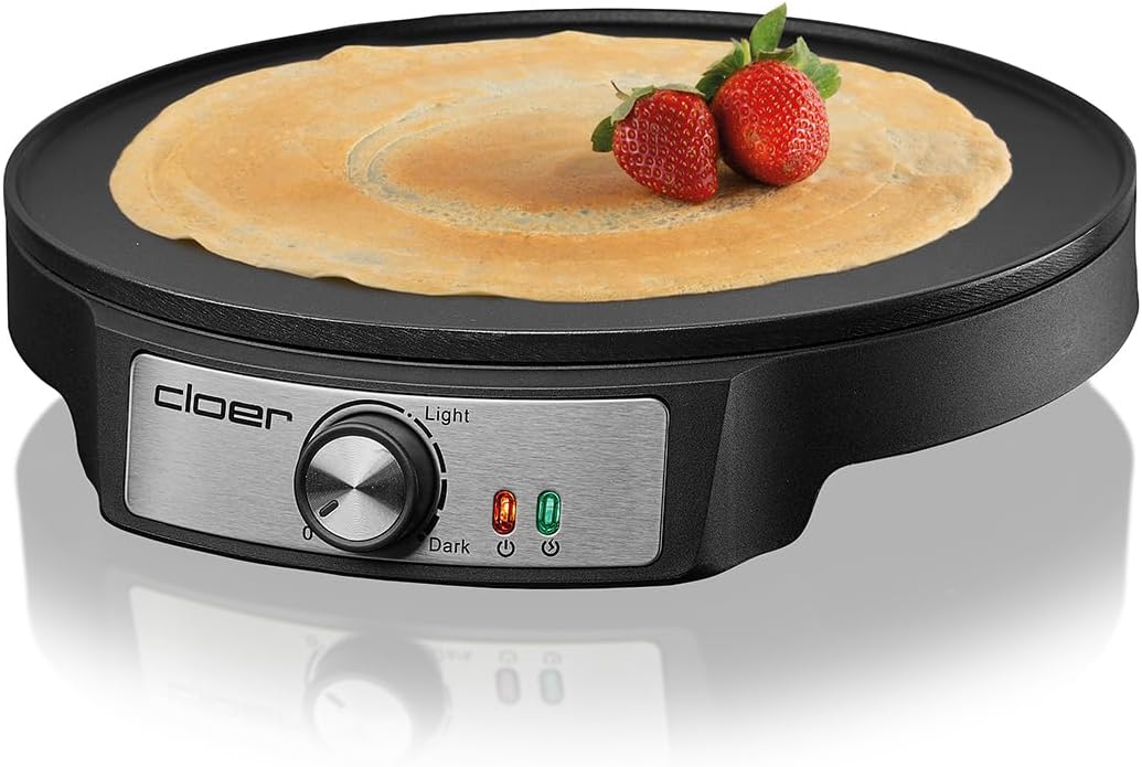 6620 Crêpière, pour crêpes sucrées ou salées d'un diamètre de 29 cm, 1200 W, revêtement antiadhésif, avec épandeur de pâte et tourne-crêpes, noir