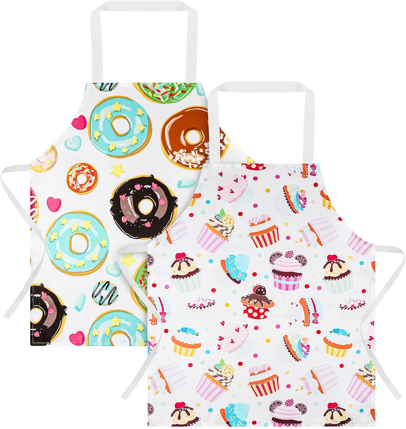 ABOHU Tablier Enfant Cuisine, 2 PCS Tablier de Cuisine Enfant Imperméable, Tablier Ensemble Anti-sale, Tablier Enfant Ecole Filles ou Garçons pour Cuisiner, Poterie, Peinture Gâteau, Beignet