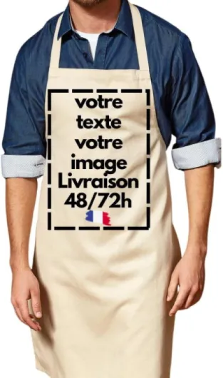 Générique Tablier de Cuisine Barbecue à Personnaliser – 100% Coton Épais – Impression de votre Texte & votre Image – Cadeau Original Barbecue Cuisine & Pâtisserie – Unisexe & Taille Ajustable
