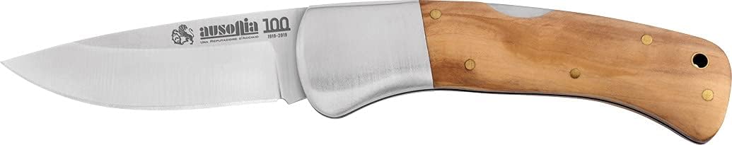 AUSONIA - 26061 COUTEAU DE COLLECTION DE CHASSE CM 18,5, LAME INOX 8 CM, MANCHE OLIVIER
