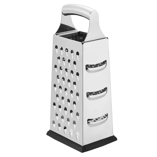 Rectangulaire Râpe à fromage ultra robuste en acier inoxydable 4 côtés avec base antidérapante 22,8 cm, Noir (Anciennement marque AmazonCommercial) 4 faces
