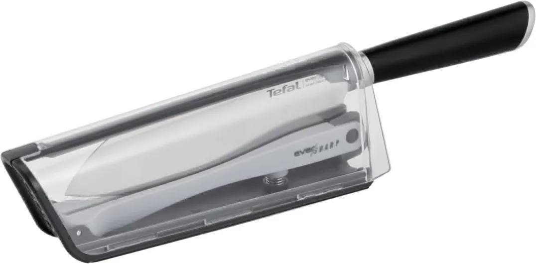 Couteau de cuisine Santoku 16,5 cm, Multiusages, Aiguiseur intégré, Technologie exclusive de verrouillage, Acier inoxydable allemand, Affûtage optimal, Etui innovant, Ever Sharp K2579024 Couteau Santoku