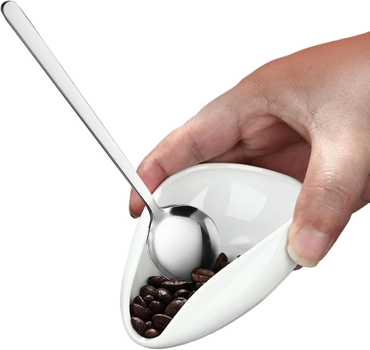 Tasse à mesurer en café - Service à thé en Porcelaine - Plateau Dosage thé en céramique Blanche avec cuillère en Acier Inoxydable pour aromathérapie liquiFanelod