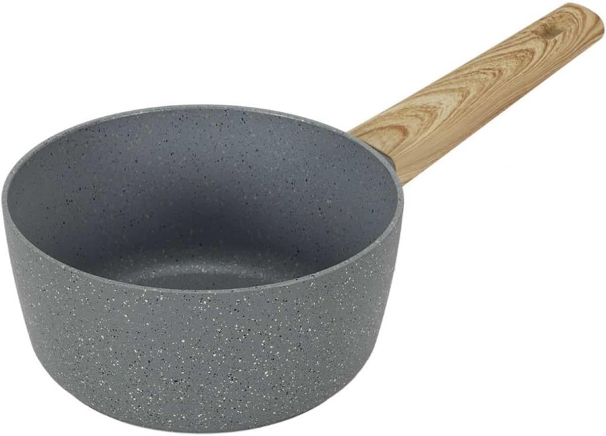 COOK CONCEPT, KC25381, Casserole en Aluminium forgé avec poignée Effet Bois, idéale pour Une Cuisson Rapide et Uniforme, Compatible Induction, Dimensions 20 cm, Couleur Gris Marron Gris, Marron 1 Litres