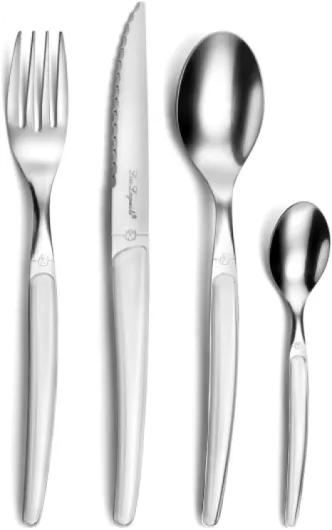 Ménagère 24 couverts de table pour 6 personnes - Montana - Acier inoxydable 18/0, Finition Brillante - Blanc