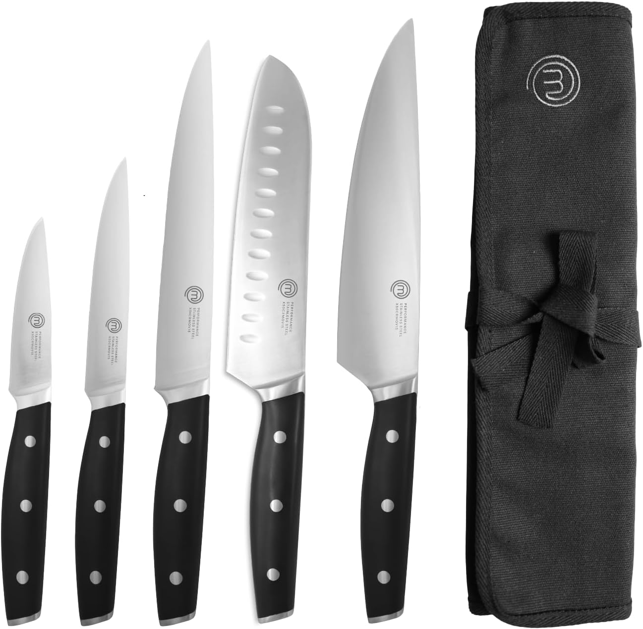 Set Couteau Cuisine avec Malette Couteaux Professionnel, Lot Compris Couteau Chef, Santoku, Hachoir, Office et Legume, Acier Inox à Haut Carbone, 5 Pièces 5 Pièces avec Malette