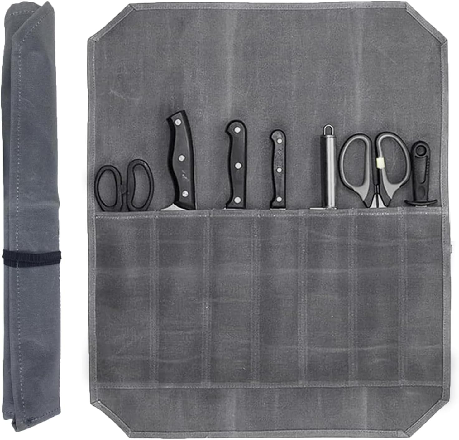 Sac a Couteaux avec 7 Compartiments, Trousse à Couteaux, Malette Couteaux, Malette Couteaux Professionnel Vide, Malette a Couteau, Pochette Couteaux, Etui Couteau, pour le Camping, la Randonnée