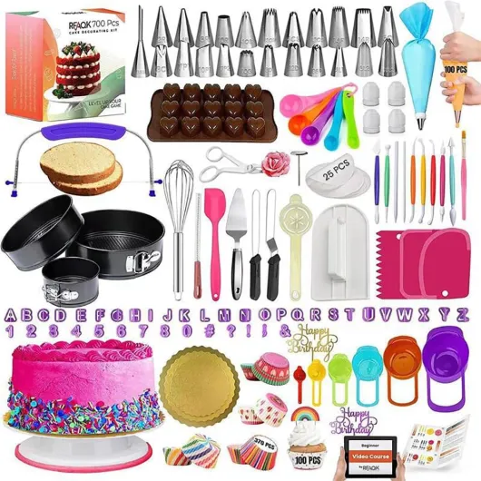 Kit Patisserie Professionnel,Kit Layer Cake,Patisserie Accessoire,Kit de Patisserie Inclure Poches et Douilles, Coupe-Gateau, Seringue Patisserie, Brosse, Spatula pour Cuisine Decoration de Gateaux