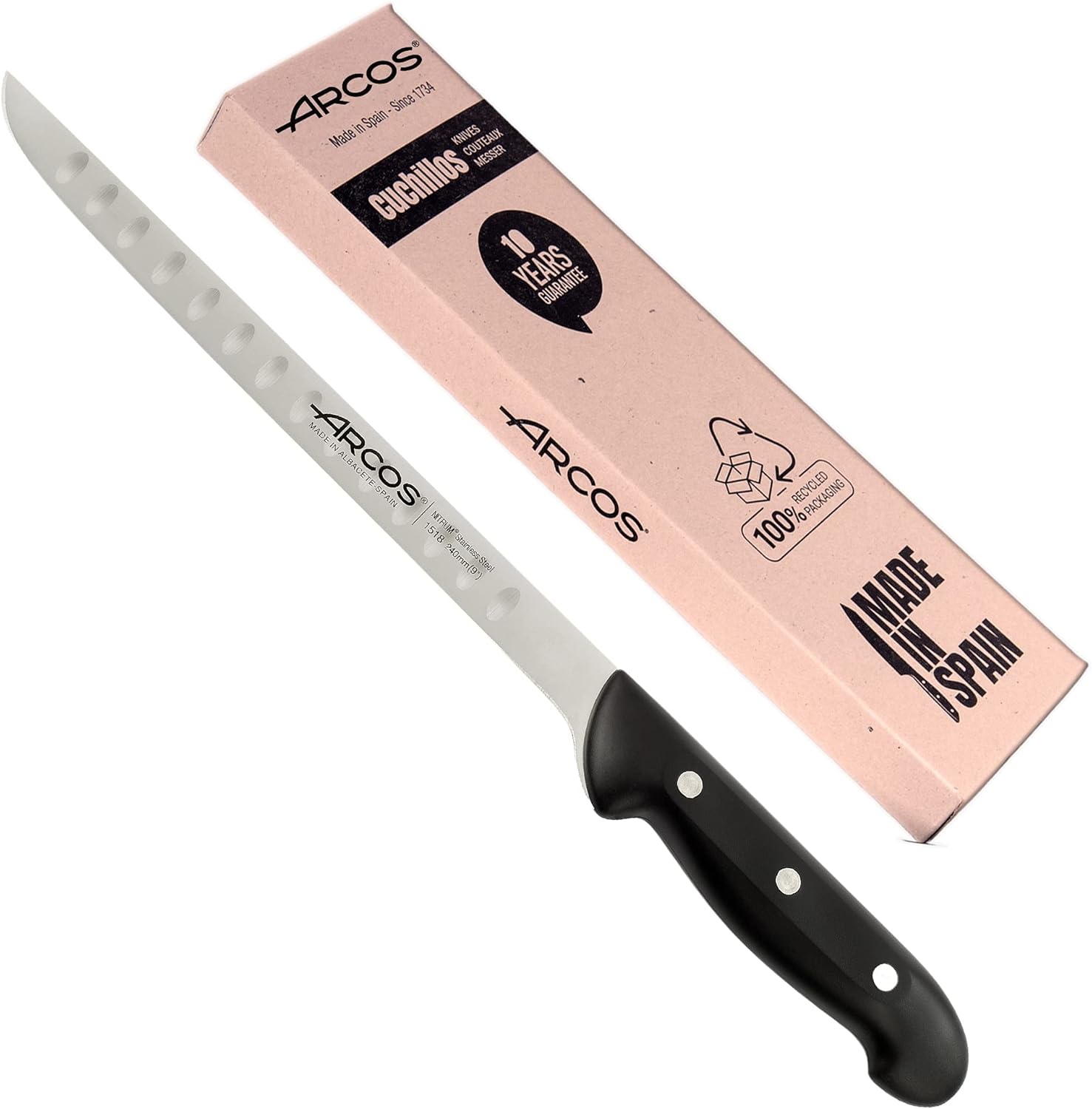 Couteau à Jambon Professionnel Alvéolé - Couteaux Cuisine Professionnels - Couteau à Jambon Alvéolé Couteaux Professionnel- Acier Inoxidable Nitrum 240 mm (Couteau à Jambon)