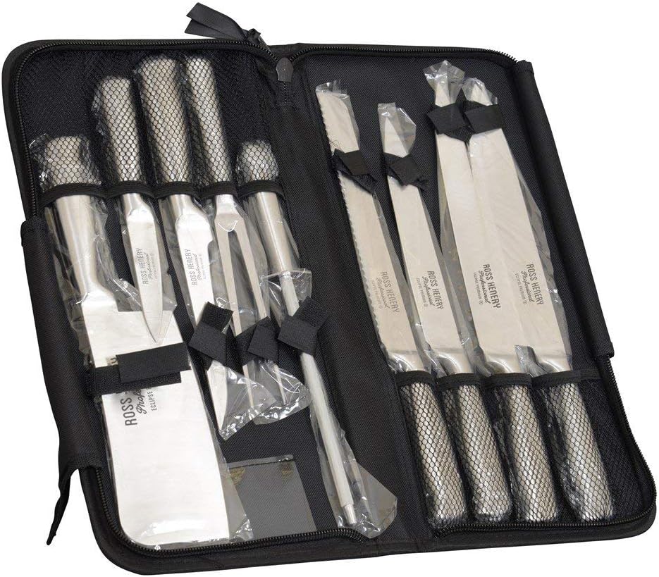 Coffret 9 Couteaux de Cuisine Éclipse - Acier Inox Haute Teneur en Carbone – Lames Trempées, Poignées Ergonomiques, Étui de Transport