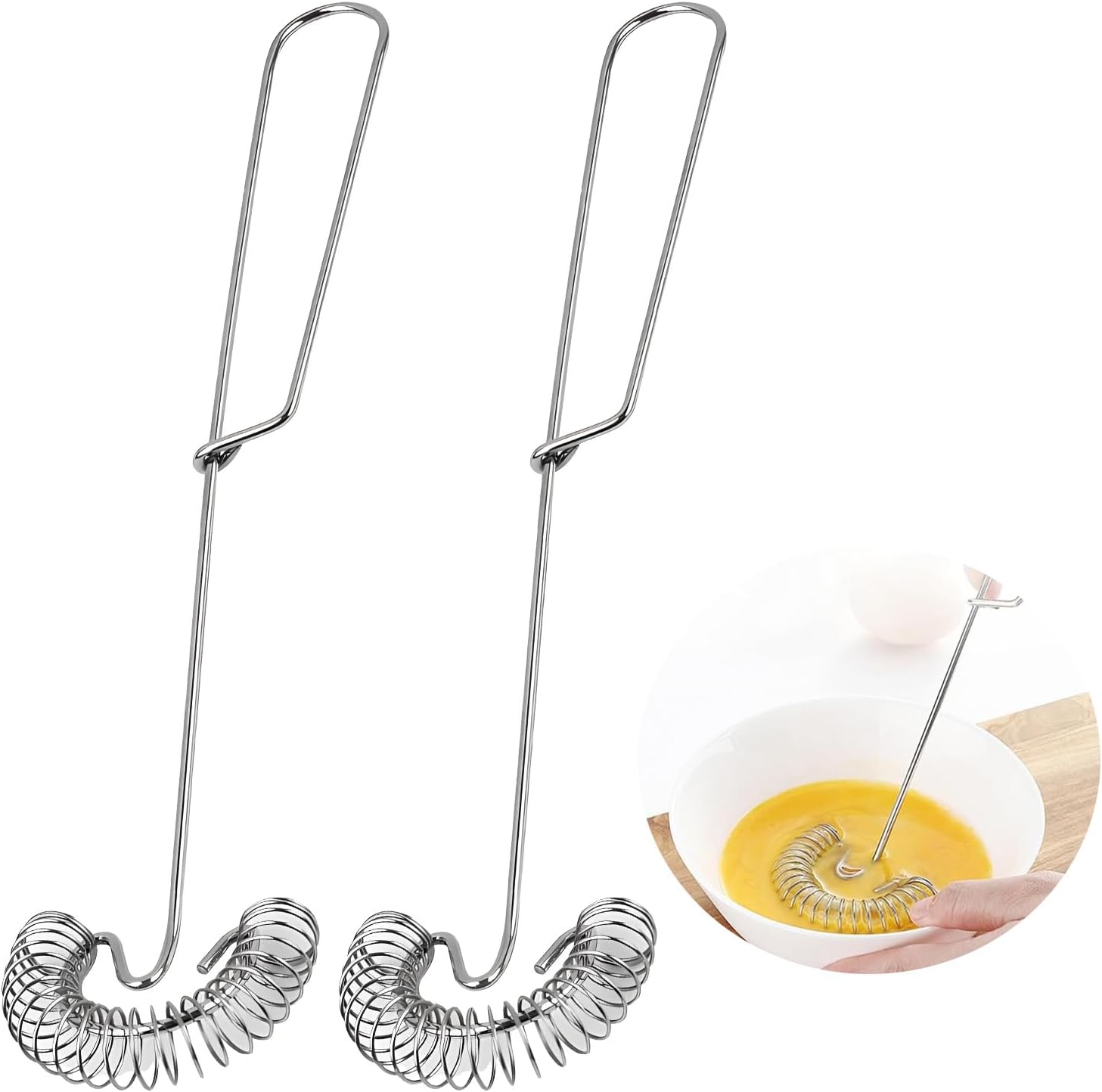 Amacoam Batteur Manuel 2 Pcs Fouet Cuisine Acier Inoxydable Mini Fouet Cuisine Fouet à Spirale Manuel Batteur À Oeufs, pour Mélanger/Fouetter Ustensiles de Cuisine et Cuisson Fouet Patisserie