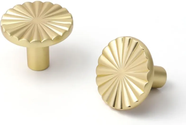 SORWDUERM Lot de 5 Boutons de Porte en Or Brossé (Aspect Laiton) pour Commode Cuisine Armoire - Poignées Simples de Tiroir en Alliage de Zinc knob Or Brossé 5