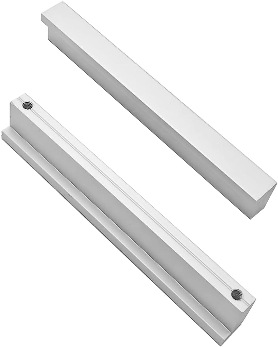 Qrity 2x 90°L Boutons de Porte Cuisine Chambre Armoire Porte Poignées Bouton d'armoire Tiroir Tirette, 160mm, Alliage d'aluminium, Argent 160mm 2 Pièces
