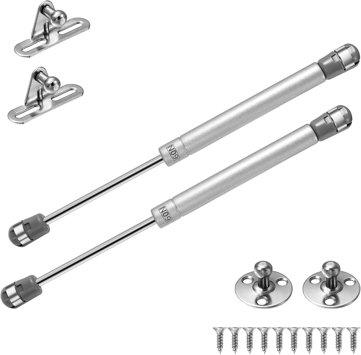 Lot de 2 ressorts à gaz, 60 N vérin pneumatique pour meubles, pistons pour portes de cuisine, piston à gaz pour portes, charnière d'armoire, bras amortisseur pour charnière de meubles de