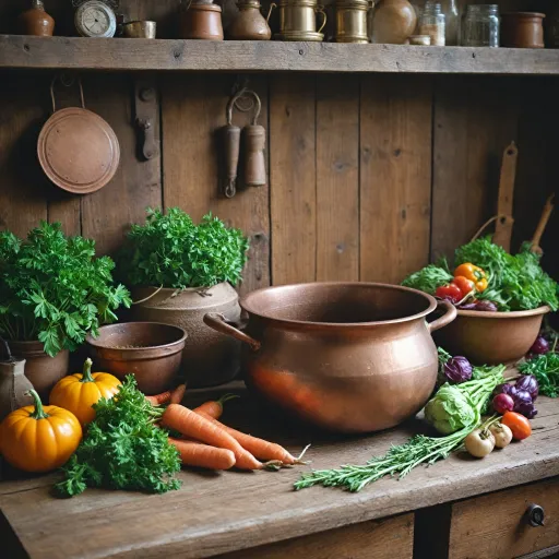 L'art de cuisiner avec une casserole en cuivre ancienne