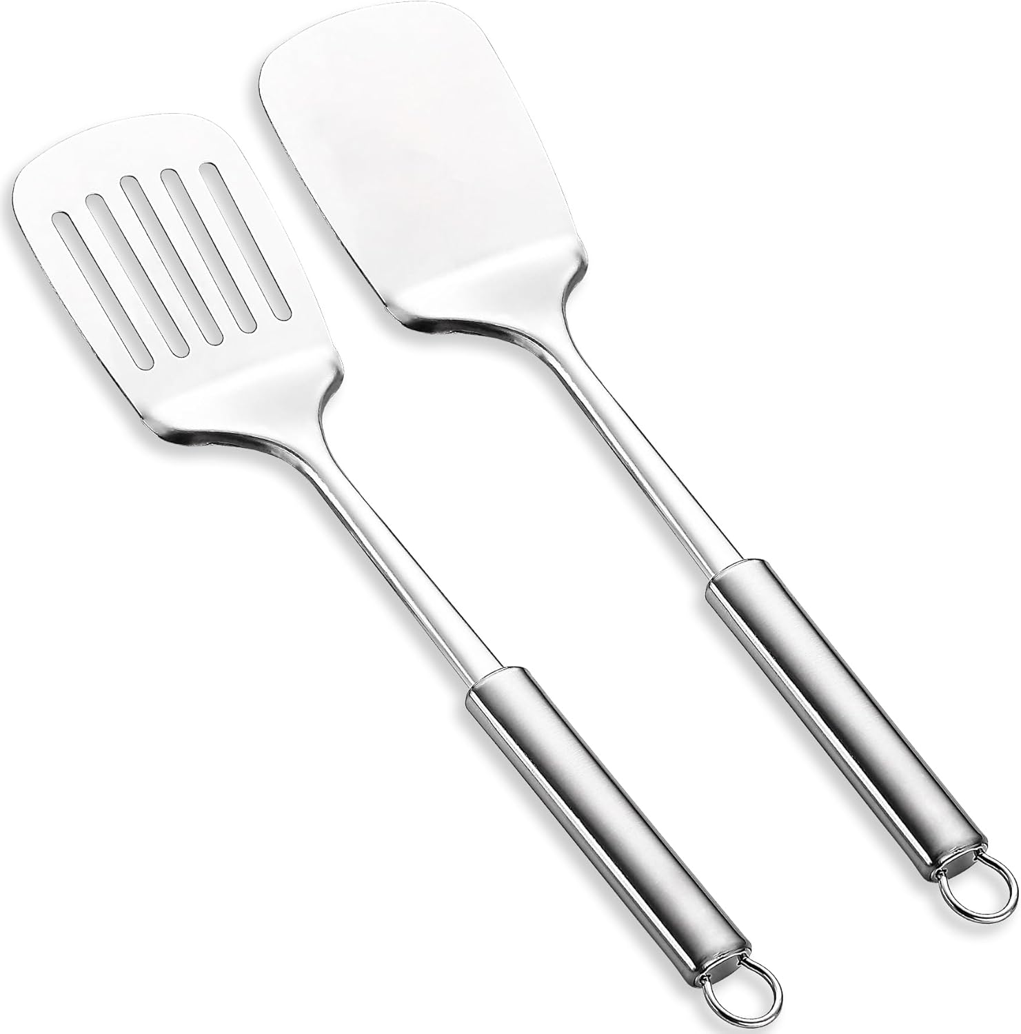 Spatules en acier inoxydable ReaNea avec rainure argentée, tour robuste, spatule de cuisine robuste, résistant à la chaleur, ustensiles de cuisine parfaits pour poisson, œufs