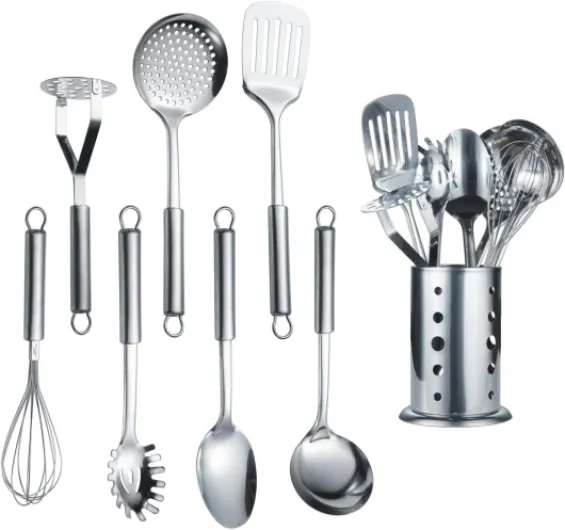 Ustensile de cuisine en acier inoxydable 7 pièces Avec 1 support, batterie de cuisine, cuillère de cuisson, ustensiles de cuisine Kt19a