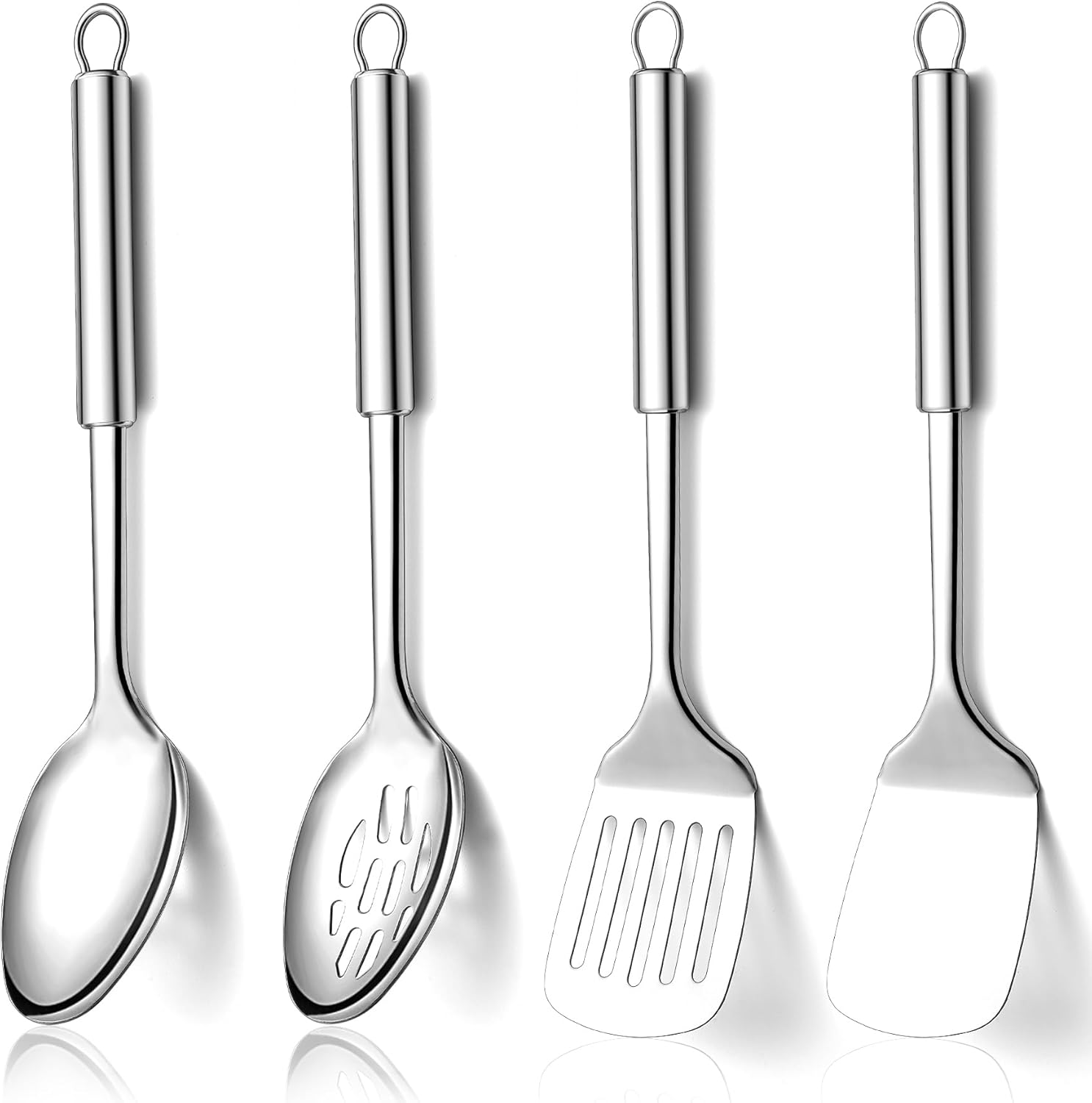 Ensemble d’Ustensiles de Cuisine 4pcs, Ensemble d’Ustensiles de Cuisine en Acier Inoxydable, Ustensiles de Cuisine Ensemble de Spatules, Cuillères de Cuisine, Gadgets de Cuisine Accessoires