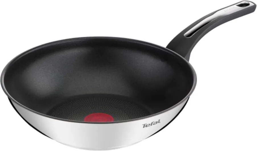 Emotion Poêle wok 28 cm, Revêtement antiadhésif, Garantie 10 ans, Base épaisse pour une diffusion de chaleur homogène, Design élégant, Poignée robuste, Induction, Indicateur de cuisson E3001904