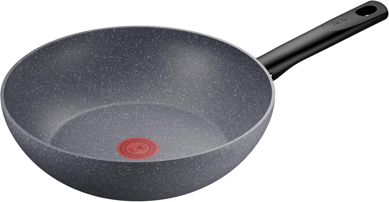 Natural On Wok 28 cm, Induction, Revêtement antiadhésif, Fonction Thermo-Signal, Emballage éco-responsable, Fabriqué en France G2801902