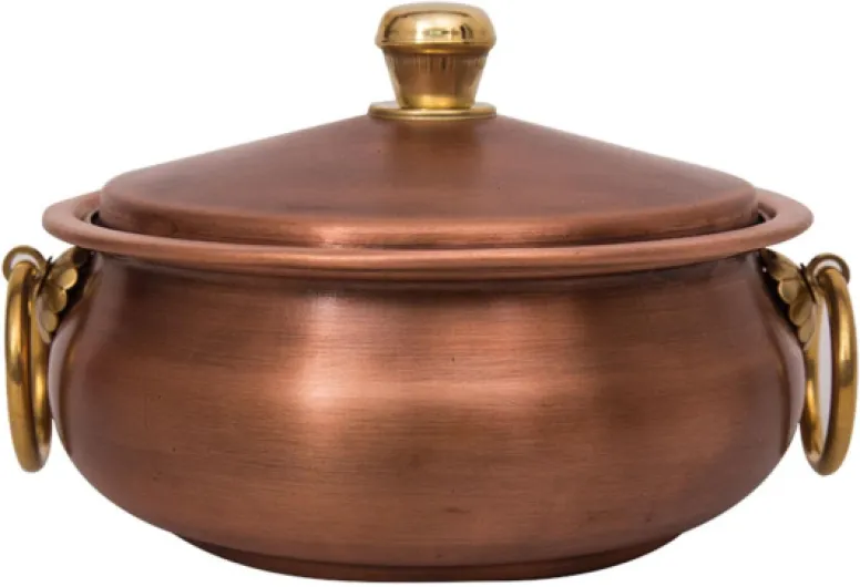 Marmite en cuivre, marmite binaurale de style vintage avec couvercle, marmite chinoise avec couvercle, ustensiles de cuisine en cuivre, marmite de mouton bouilli for restaurant à la maison, cuisinière 20cm
