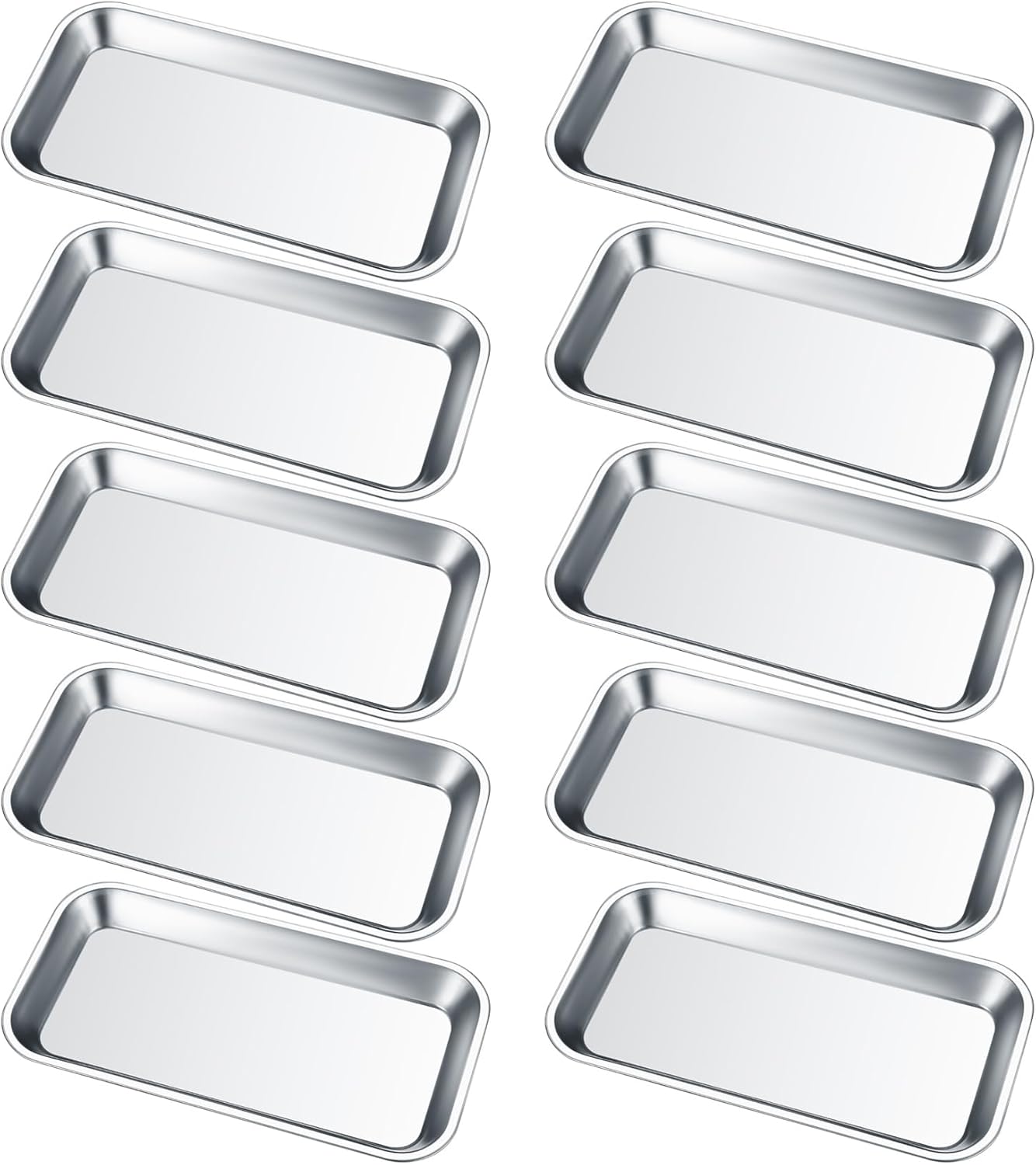10 Pièces Plateau à Instruments, Plateaux Rectangulaires en Acier Inoxydable, Plateau de Laboratoire pour Plateaux de Laboratoire - 22,5x11,5x1,6 cm