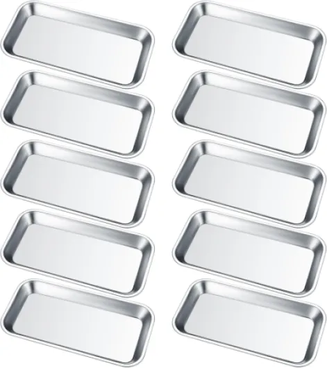 10 Pièces Plateau à Instruments, Plateaux Rectangulaires en Acier Inoxydable, Plateau de Laboratoire pour Plateaux de Laboratoire - 22,5x11,5x1,6 cm