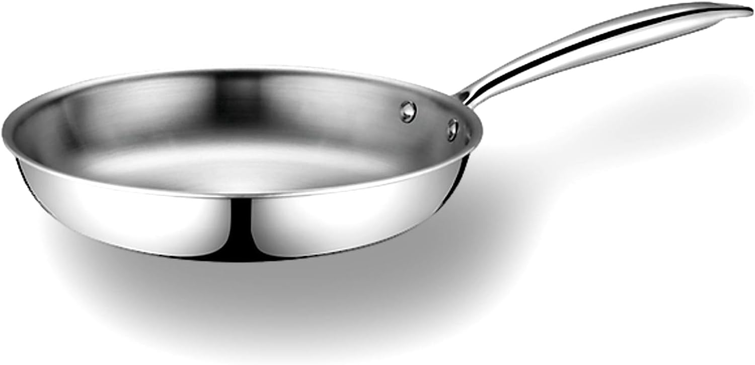 ® Poêle en Acier Inoxydable Premium Triply Inox 18/10 sans PFAS/PFOA/PTFE/Cadmium et Sans Revêtement Antiadhésif (22cm)