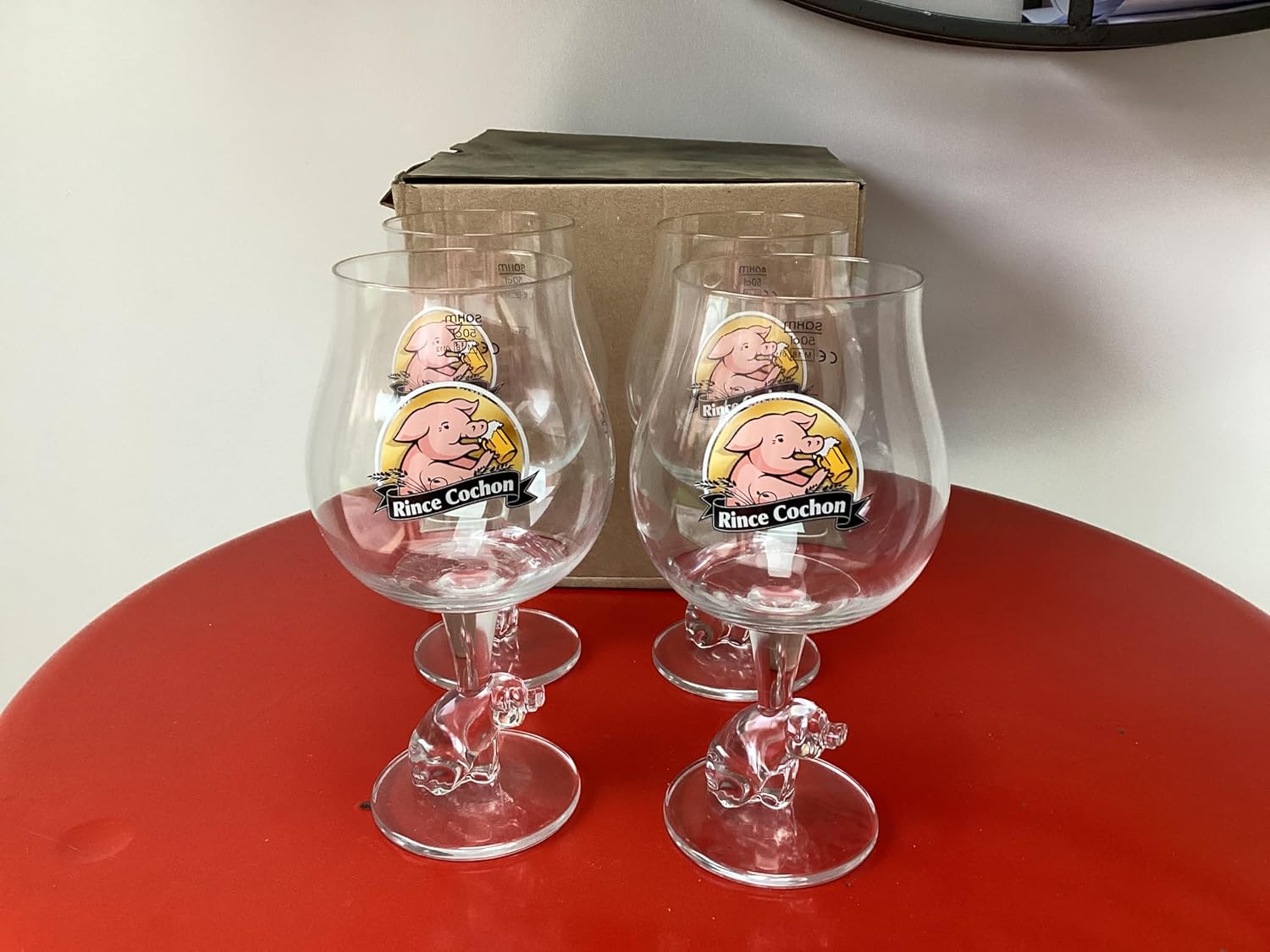 Rince cochon Lot de 4 Verre a Biere pour 25cl et 50 cl Neuf