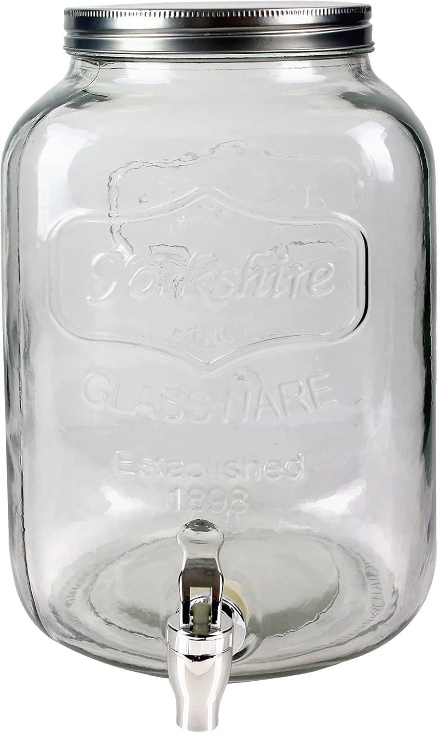 , KV7177, Fontaine à boisson en verre avec large ouverture et robinet de service, idéale pour toute la famille, parfaite pour vos boissons - Contenance : 8 L 8 Litres