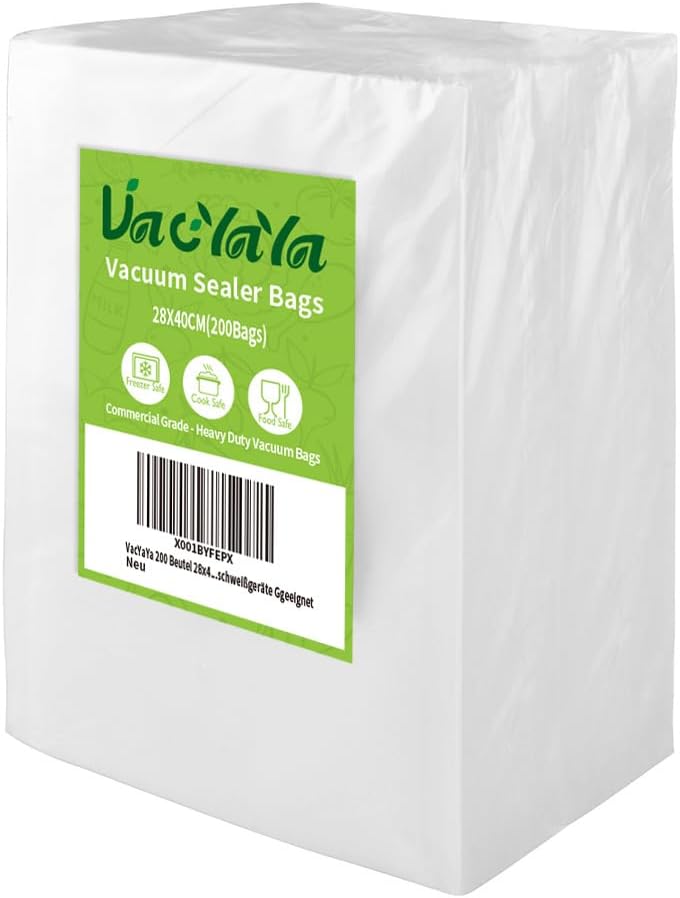 200 Sacs 28x40cm Sacs Machine Sous Vide Alimentaire,sans BPA et LFGB Sac de Congelation Sous Vide,Compatible Avec n'importe Quelle Scelleuse Sous Vide (200Sacs) 28X40cm