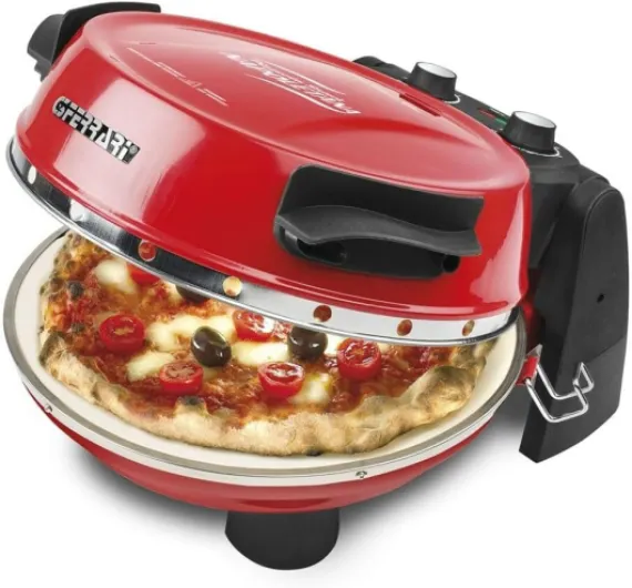 G10032 Pizzeria Snack Napoletana, Forno Pizza Plus ÉVO, Double Pierre Réfractaire (diamètre 31 cm), 1200 W, Minuteur 5', Livre de Recettes inclus, Rouge