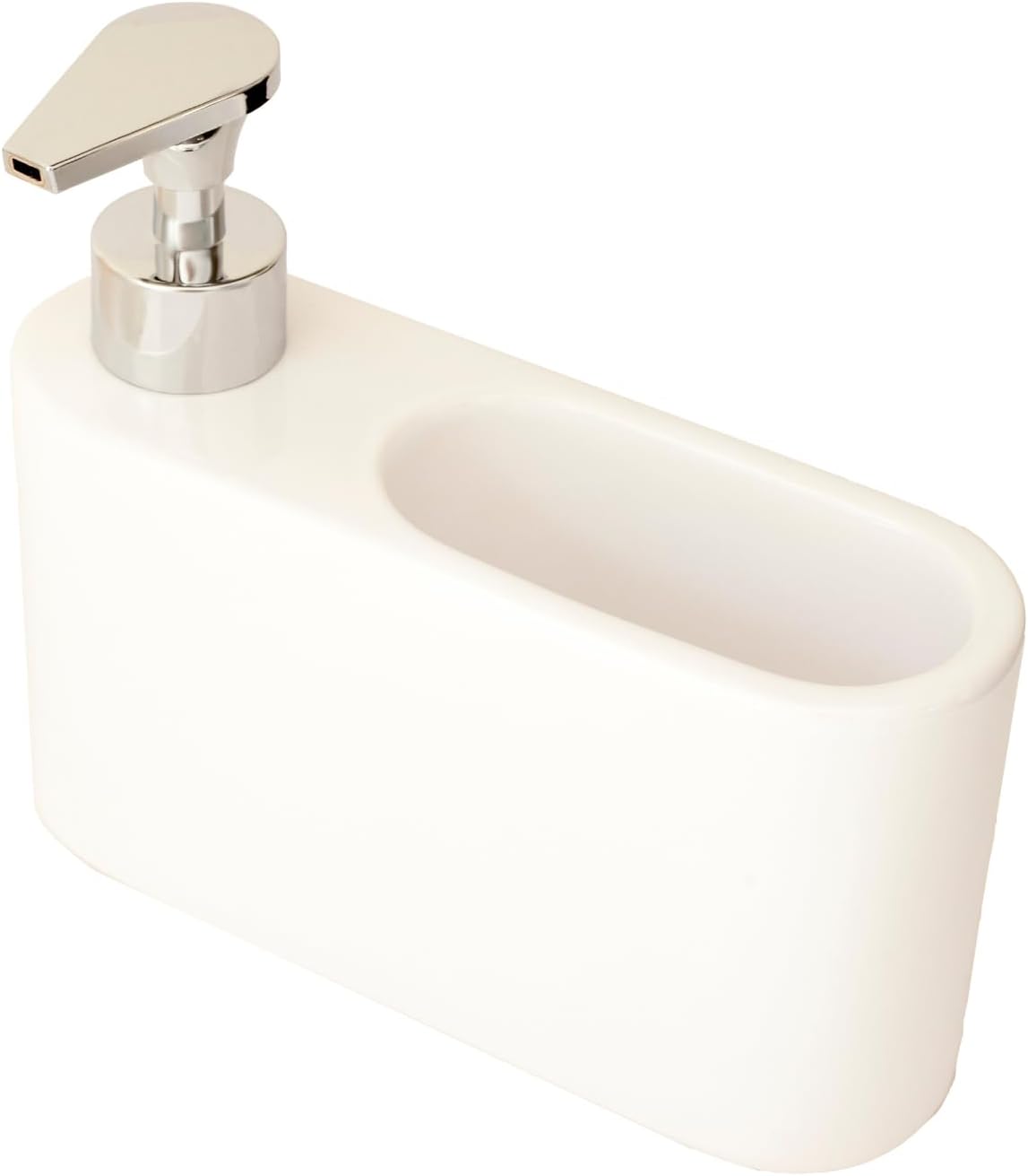 Distributeur Liquide Vaisselle Porte Eponge pour Cuisine - Distributeur Savon Liquide pour Les Mains avec Espace Porte éponge - Porte Savon Cuisine - Matériel: céramique - Couleur: Blanc