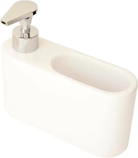 Distributeur Liquide Vaisselle Porte Eponge pour Cuisine - Distributeur Savon Liquide pour Les Mains avec Espace Porte éponge - Porte Savon Cuisine - Matériel: céramique - Couleur: Blanc