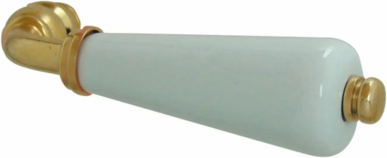 DT 2000 150150 Poignée simple canon porcelaine Blanc sur laiton poli