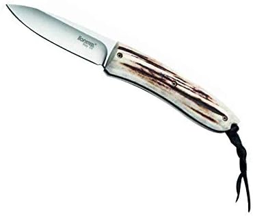 Lionsteel 8800.ce Couteau Opera, lame acier D2 satiné à cran, manche 10 cm Bois Cerf véritable