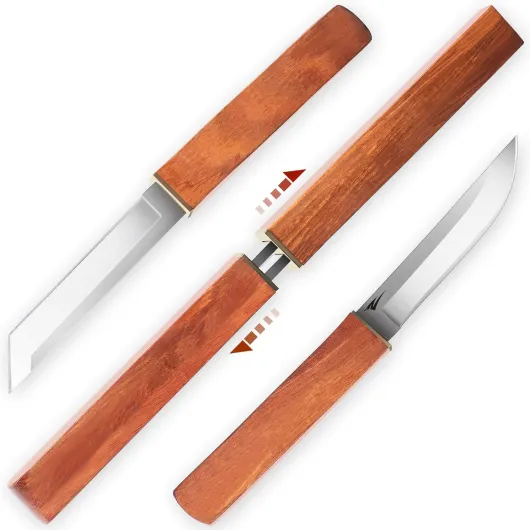 2-en-1 Double Couteau de Survie avec Poignée en Bois pour la Chasse